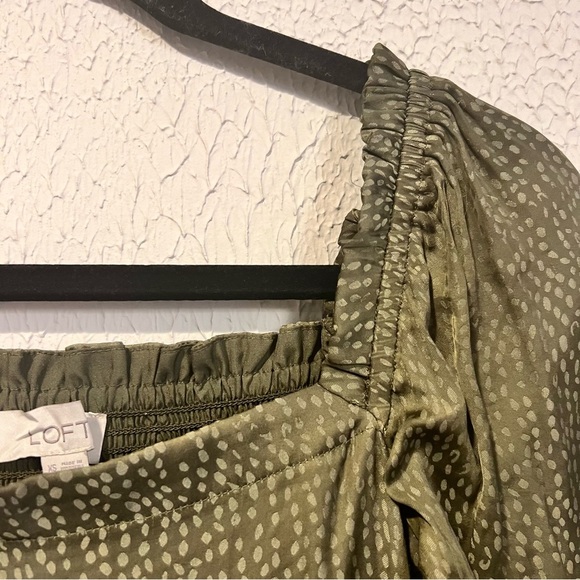 LOFT Olive Long Sleeve Square Neck Babydoll Dress size X small - Picture 8 of 13